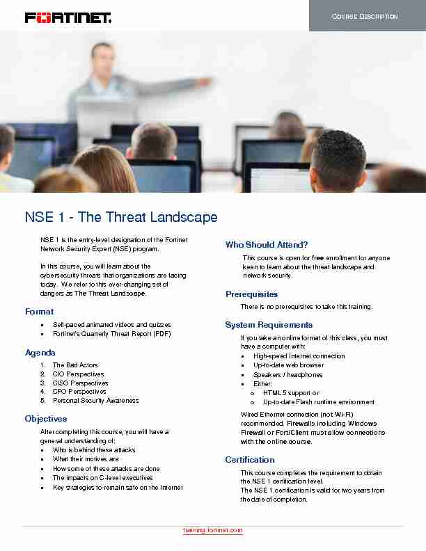 [PDF] NSE 1 - The Threat Landscape - Fortinet