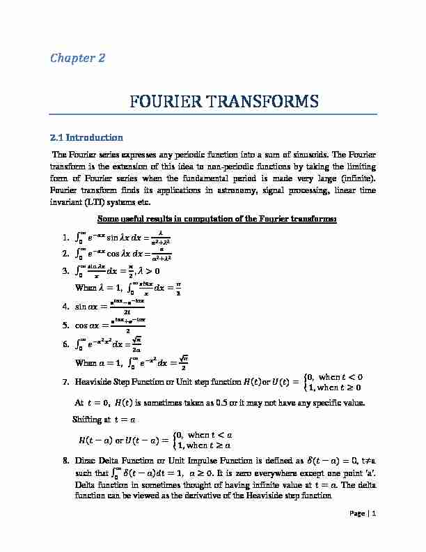 [PDF] FOURIER TRANSFORMS