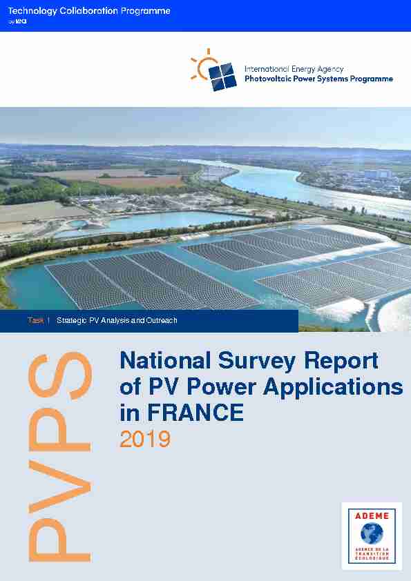National Survey Report of PV Power Applications in France