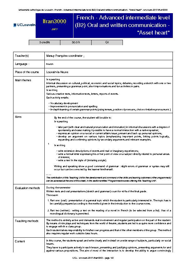 [PDF] French - Advanced intermediate level (B2) Oral and written