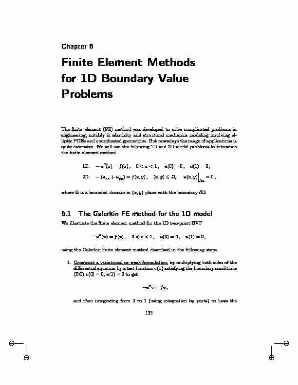 Finite Element Methods for 1D Boundary Value Problems