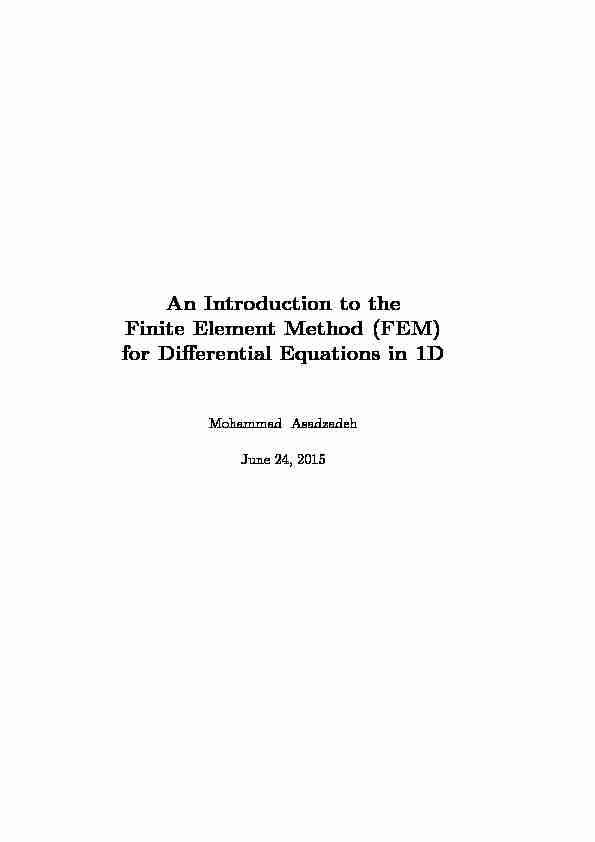 An Introduction to the Finite Element Method (FEM) for Differential