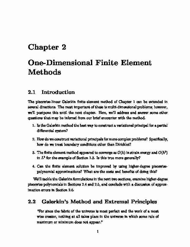 Chapter 2 One-Dimensional Finite Element Methods
