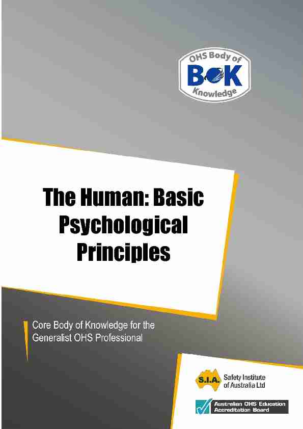 The Human: Basic Psychological Principles