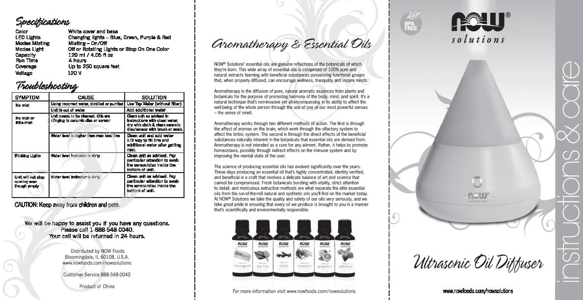 [PDF] NOW Ultrasonic Essential Oil Diffuser Instruction Manual - NOW Foods