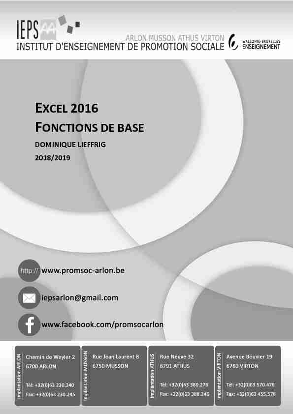 [PDF] EXCEL 2016 FONCTIONS DE BASE - Clic par clic