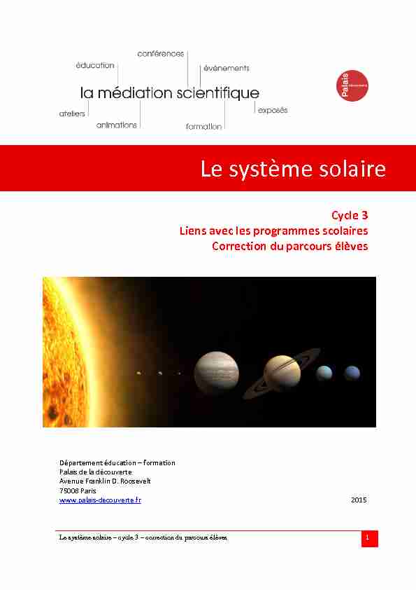 [PDF] Le système solaire - Palais de la découverte