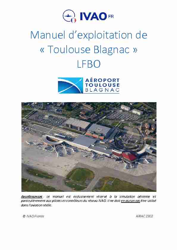 [PDF] MANEX Toulouse-Blagnac [LFBO] - IVAO - France division