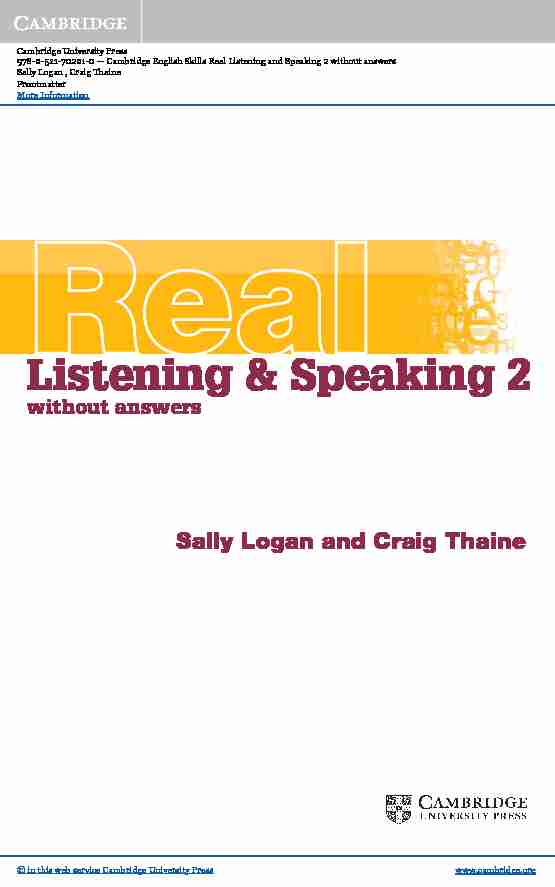 [PDF] Listening & Speaking 2 - Assets - Cambridge University Press