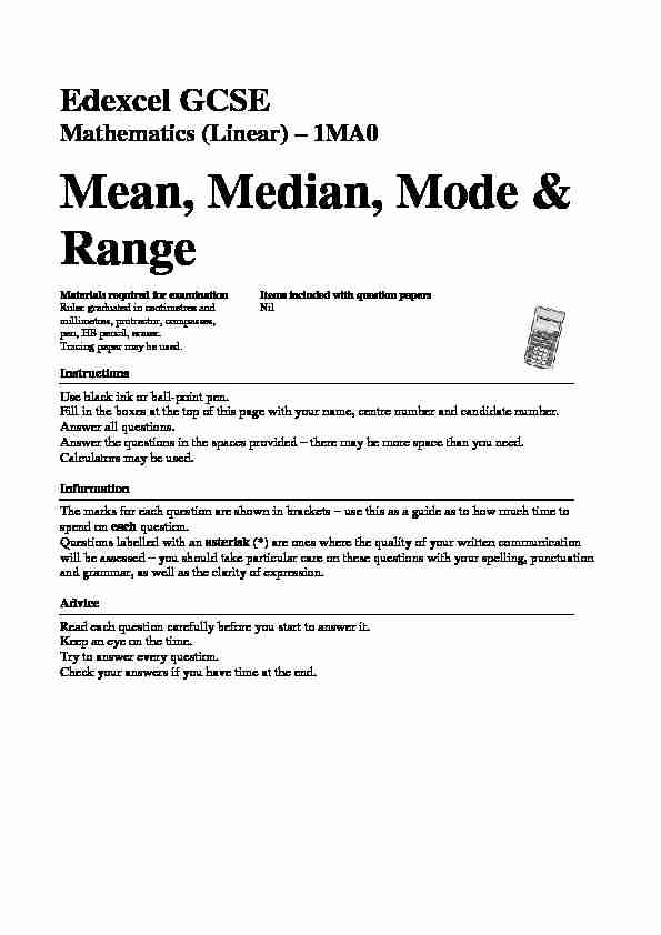 [PDF] Mean, Median, Mode & Range - Maths Genie