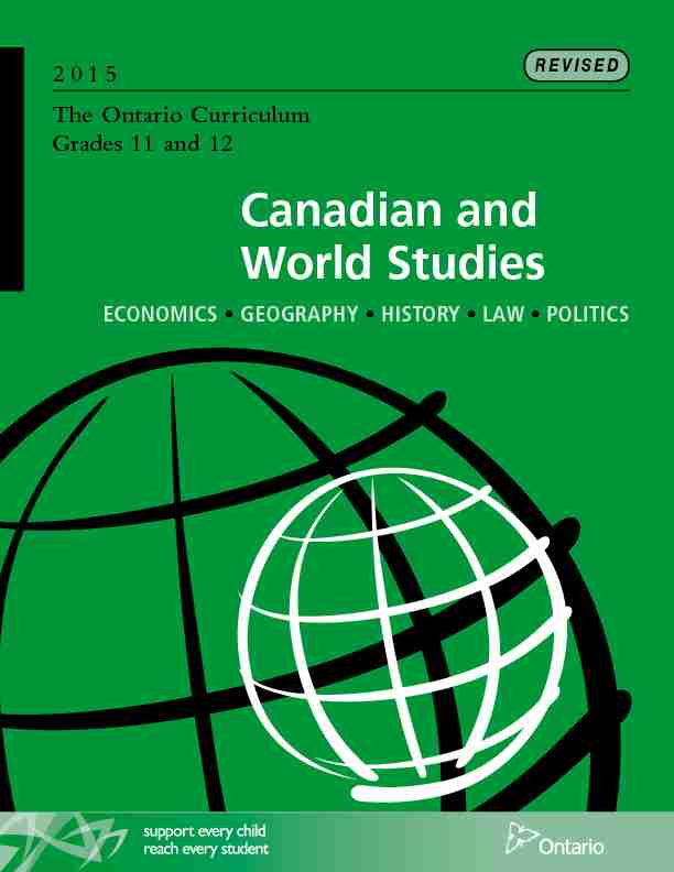 [PDF] THE ONTARIO CURRICULUM, GRADES 11 AND 12  Canadian