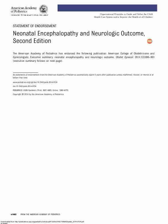 Neonatal Encephalopathy and Neurologic Outcome Second Edition