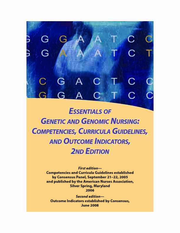 Essentials OF Genetic and Genomic Nursing: Competencies
