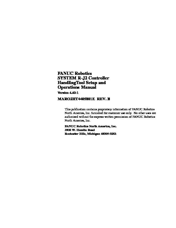 [PDF] FANUC Robotics SYSTEM R-J2 Controller HandlingTool Setup and