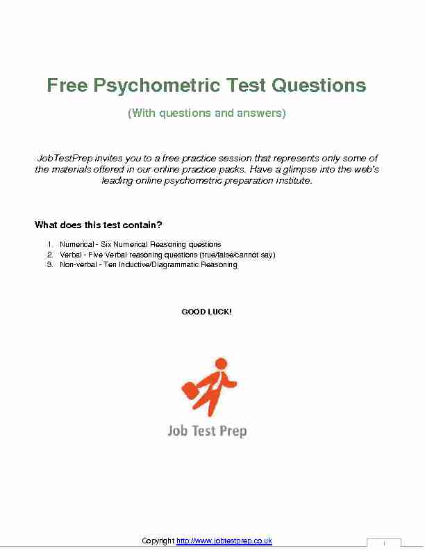 Psychometric Test Sample Questions with Answers