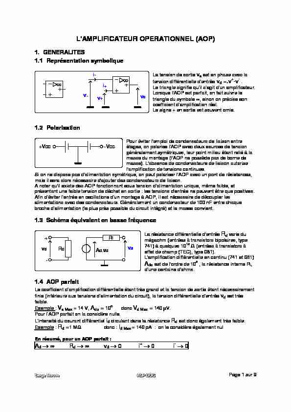[PDF] LAMPLIFICATEUR OPERATIONNEL (AOP)
