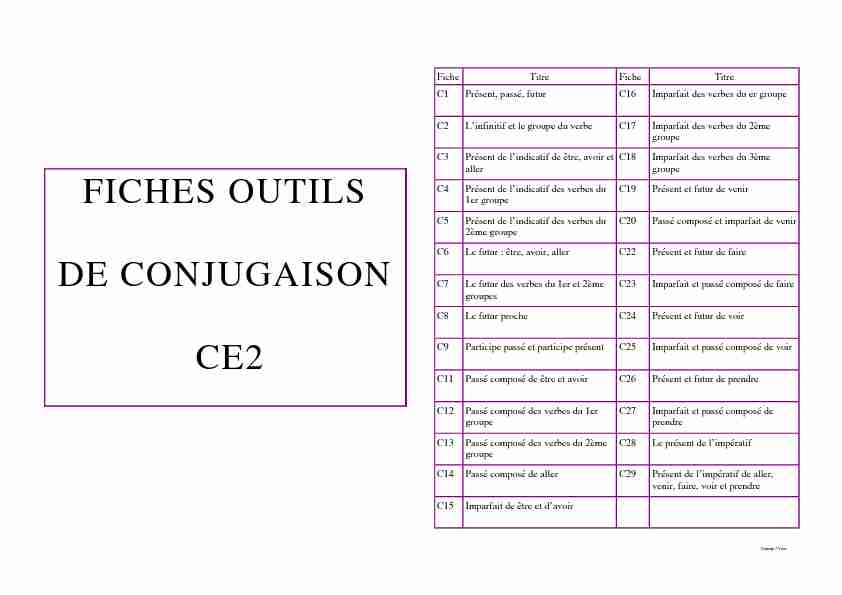 [PDF] FICHES OUTILS DE CONJUGAISON CE2