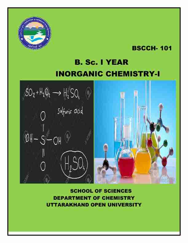 INORGANIC C B. Sc. I YEAR INORGANIC CHEMISTRY CHEMISTRY-I