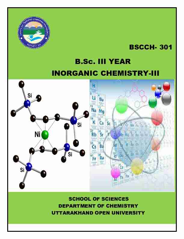 B.Sc. III YEAR INORGANIC CHEMISTRY-III