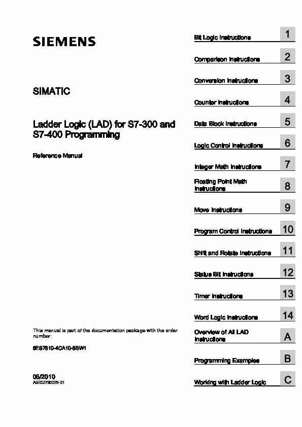 [PDF] Ladder Logic (LAD) for S7-300 and S7-400 Programming - Siemens