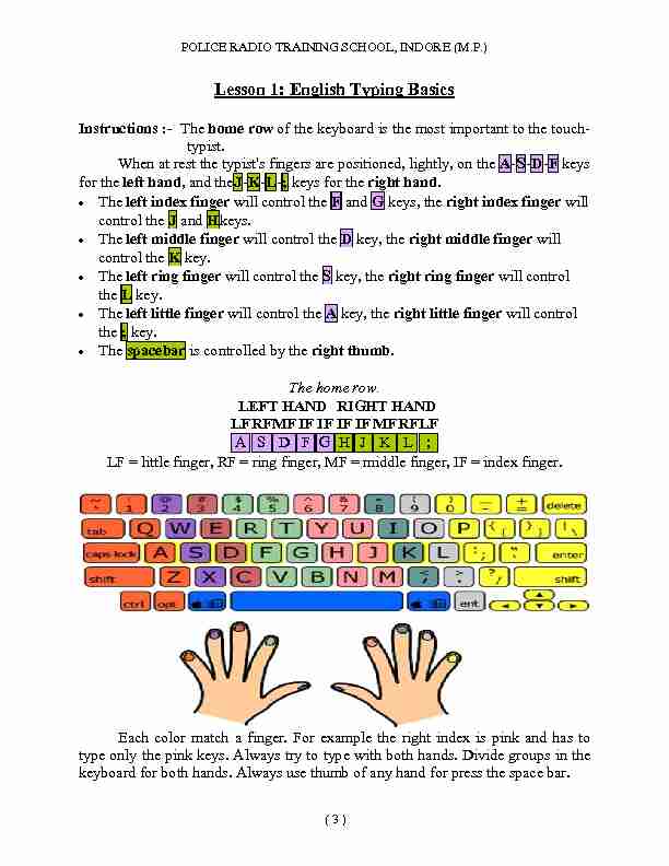 [PDF] Lesson 1: English Typing Basics - PRTS Indore