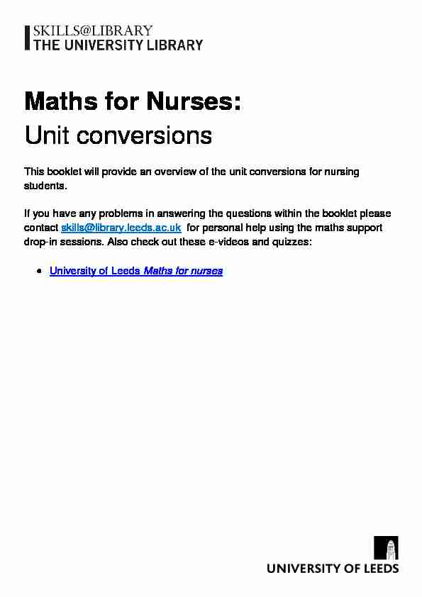 Maths for Nurses: Unit conversions