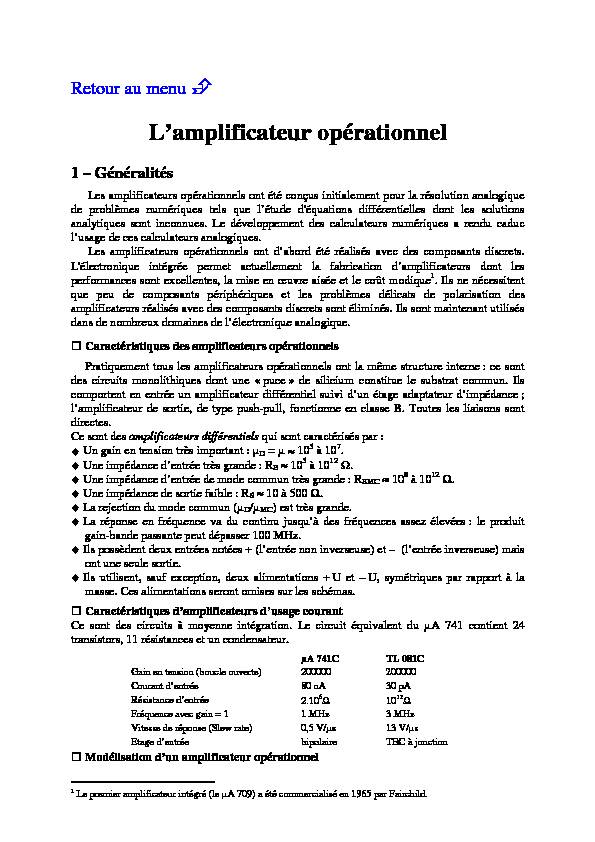 [PDF] Lamplificateur opérationnel