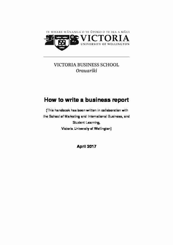 [PDF] Writing a Business Report - Victoria University of Wellington