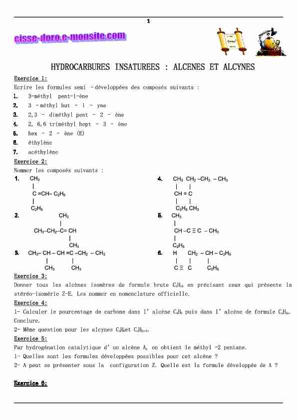 [PDF] Alcenes alcynes - E-monsite