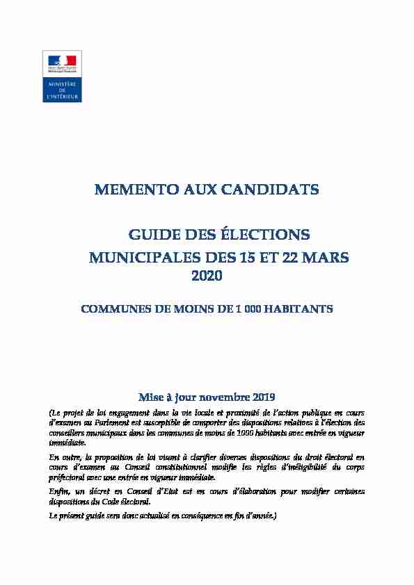 [PDF] Elections municipales 2020 - Ministère de lIntérieur