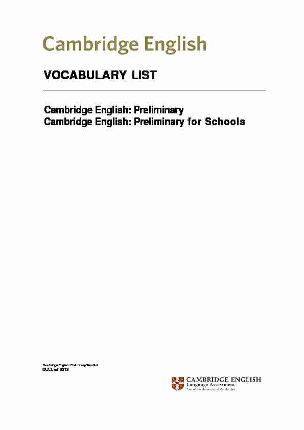 [PDF] VOCABULARY LIST - Cambridge English