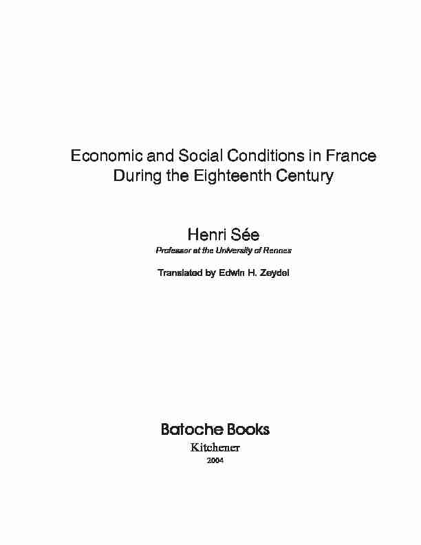 [PDF] Economic and Social Conditions in France During the 18th Century