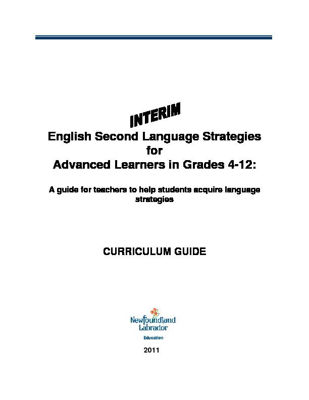 English Second Language Strategies for Advanced Learners in