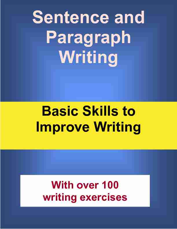 [PDF] Sentence and Paragraph Writing - TEFL Educator / TEFL Boot Camp