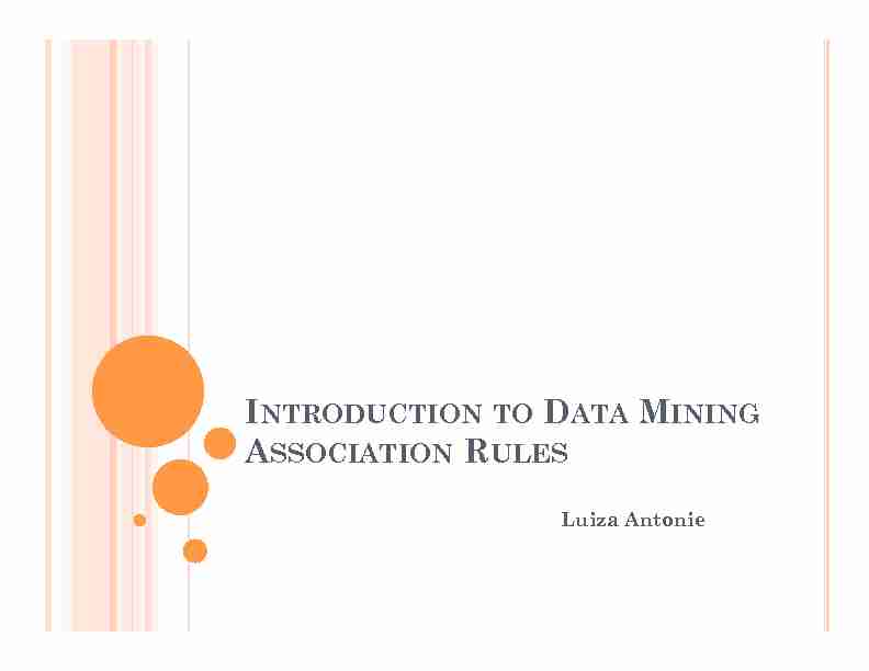 [PDF] INTRODUCTION TO DATA MINING ASSOCIATION RULES