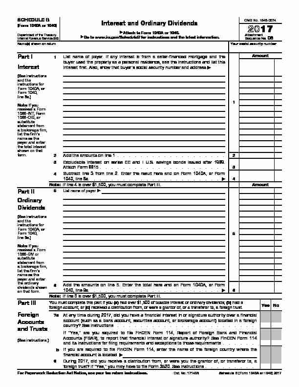 2017 Form 1040A or 1040 (Schedule B)