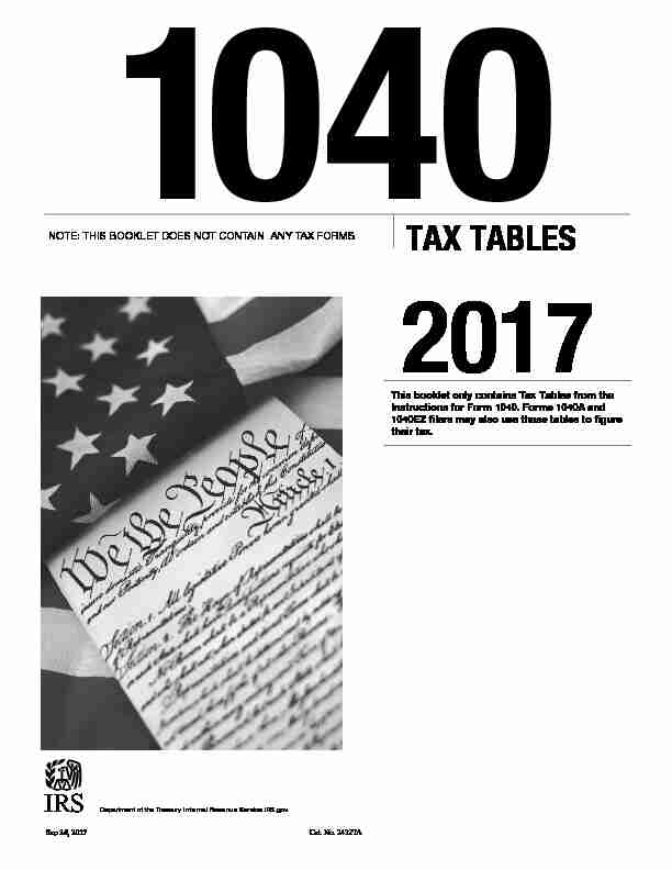 2017 Instruction 1040 TAX TABLES