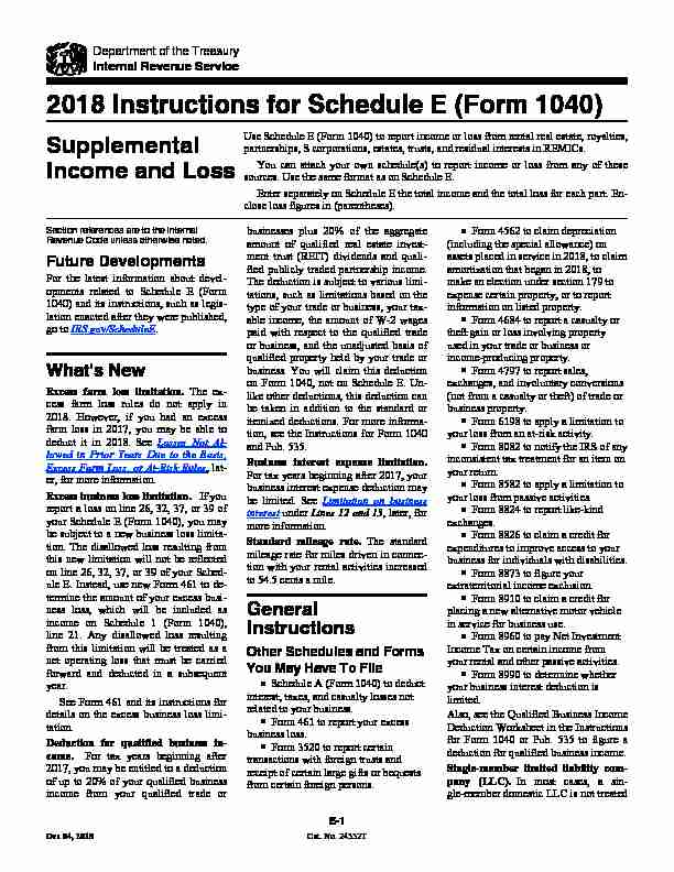 2018 Instructions for Schedule E (Form 1040) - Supplemental