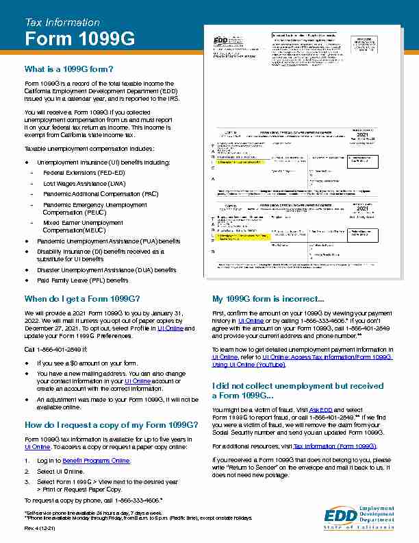 Tax Information Form 1099G
