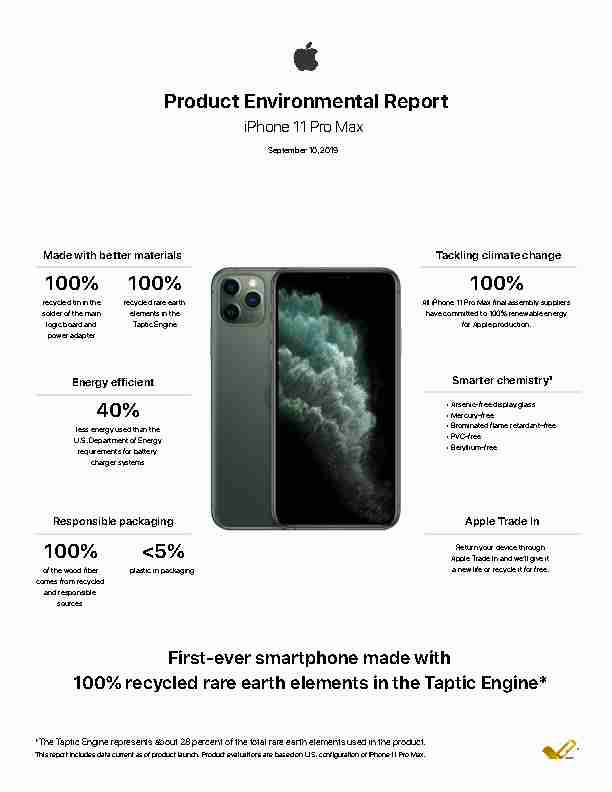 iPhone 11 Pro Max - Product Environmental Report