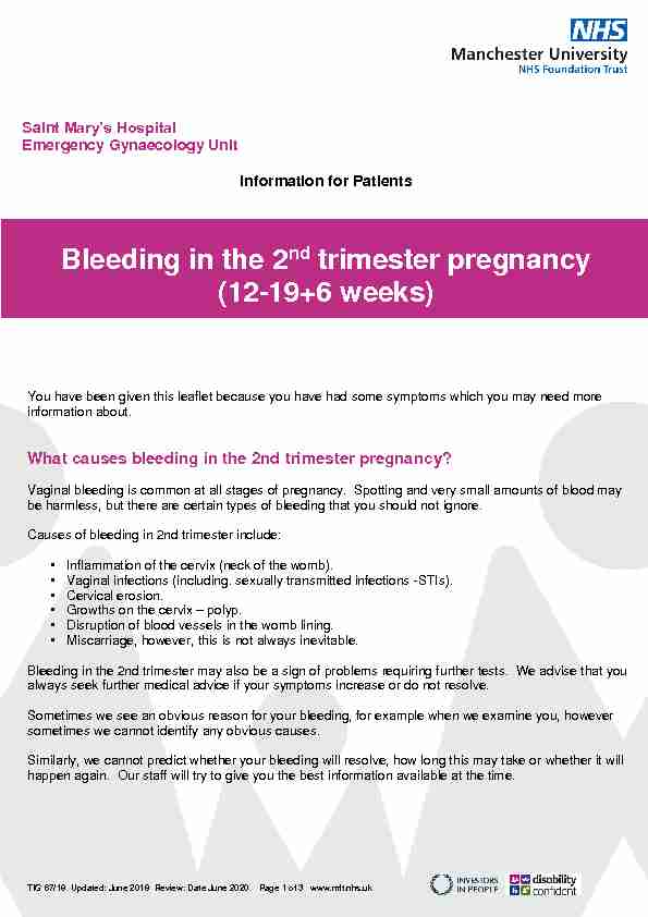 [PDF] Bleeding in the 2nd trimester pregnancy (12-19 6 weeks)