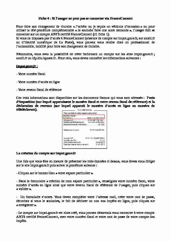 [PDF] Fiche 4 : Si lusager ne peut pas se connecter via FranceConnect