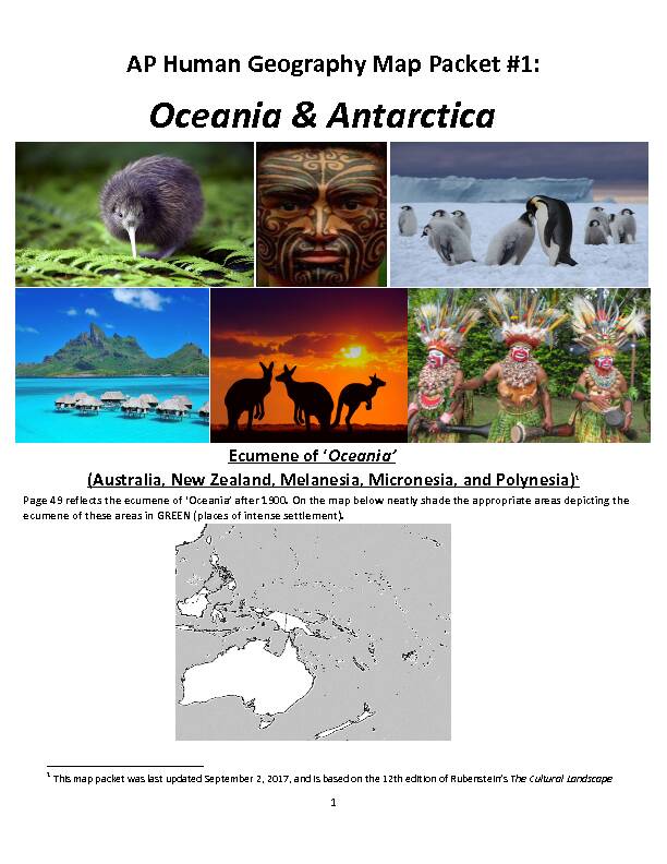 AP Human Geography Map Packet #1: - Oceania & Antarctica