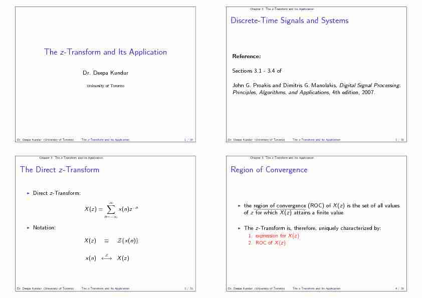 [PDF] The z-Transform and Its Application - University of Toronto