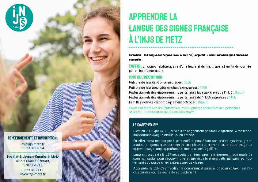 Apprendre la Langue des Signes Française à lINJS de Metz