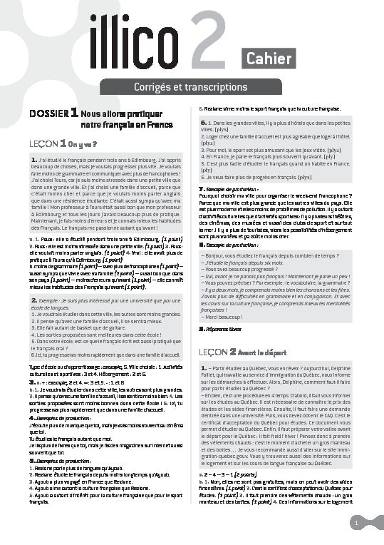 [PDF] Corrigés et transcriptions - illico