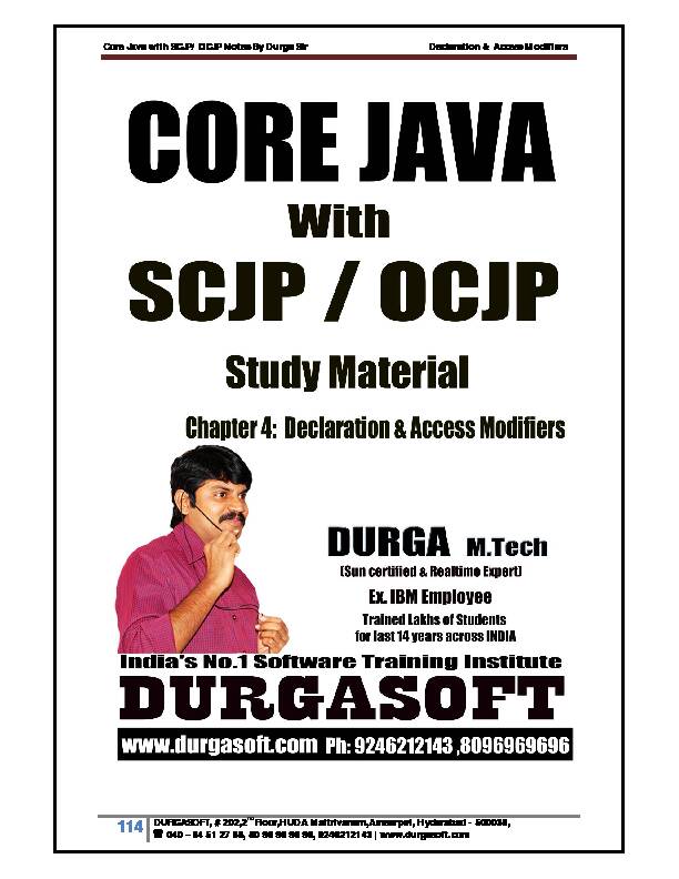 Core Java with SCJP/ OCJP Notes By Durga Sir Declaration