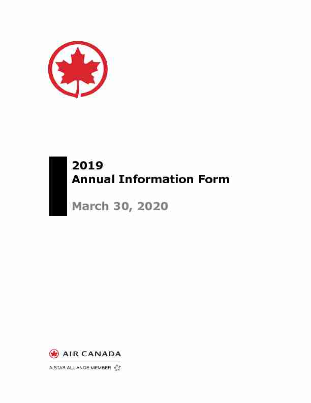 [PDF] 2019 Annual Information Form March 30, 2020 - Air Canada