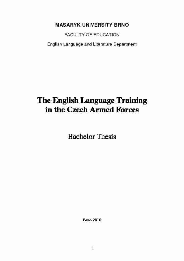 The English Language Training in the Czech Armed Forces