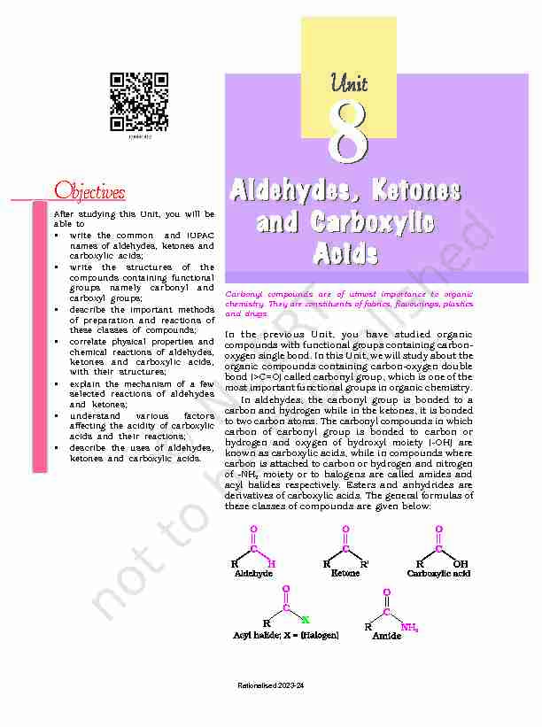 [PDF] Aldehydes, Ketones and Carboxylic Acids - NCERT